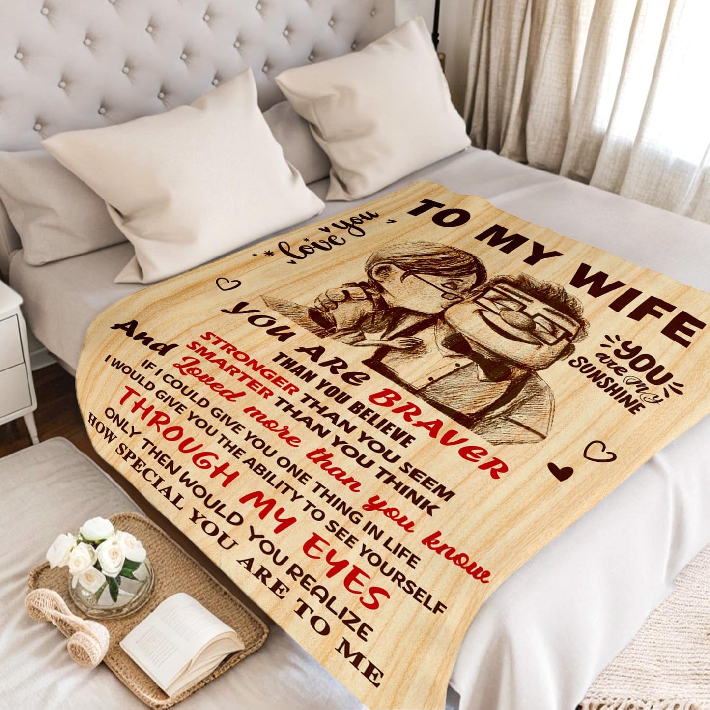 Gifts for Wife from Husband - Wedding Anniversary Birthday Gifts for Women - Romantic I Love You Present for Her - Christmas Mothers Day & Valentines Day Gifts for Wife - To My Wife's Blanket 50"x60"