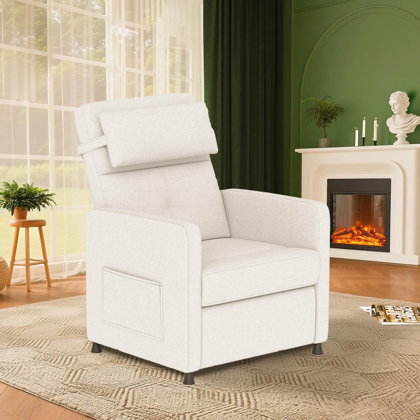 GarveeHome Power Recliner Living Room Lazy Chair Adjustable Electric Reclining Chair Home Theater Seating with Side Pockets & USB Port(Beige)