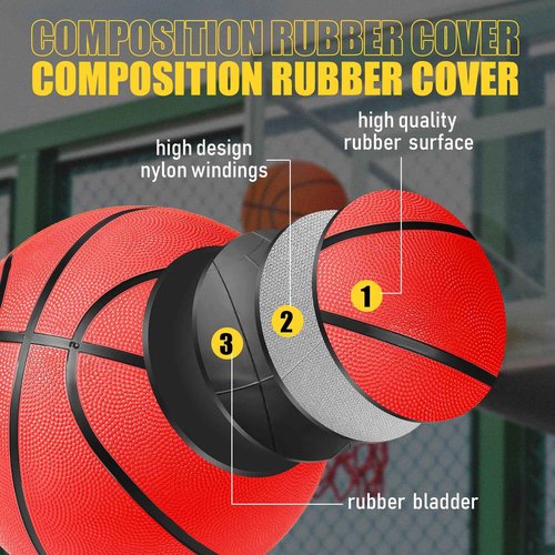 Jerify Size 6 Vibrant Color Basketballs with Textured Surfaces, 12 Pieces, Rubber Material, Suitable for Men, Women and Youth Above 12 Years Old