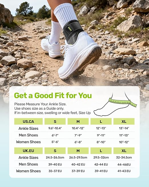 Rakiie Quick Lace Up Ankle Brace with 2 Metal Support Stays, Breathable Stabilizer for Sprained Ankle, Slim Fit Ankle Support for Men & Women, Sports, Running, Basketball (Green, L)
