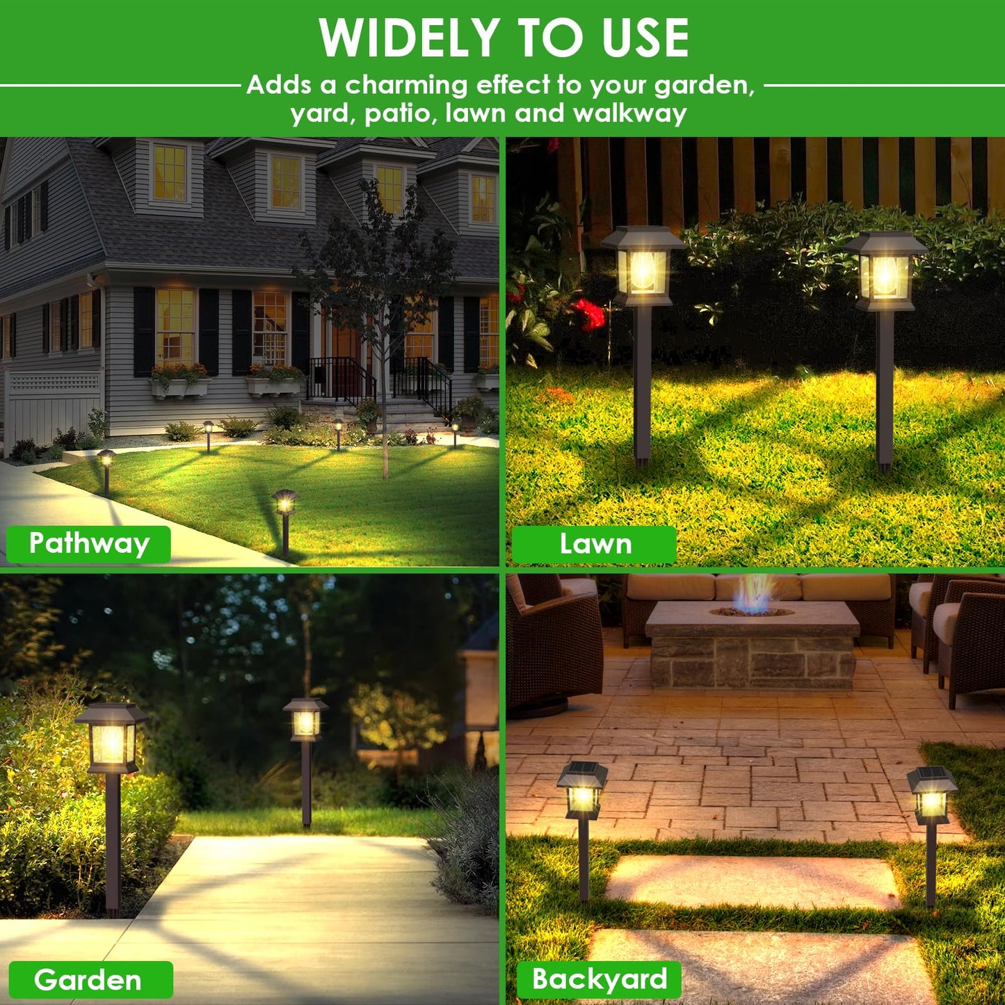 Benany Solar Outdoor Lights, 12 Pack Solar Pathway Lights Waterproof, Landscape Lighting for Path Walkway Lawn Garden Yard Outside Décor, Brown