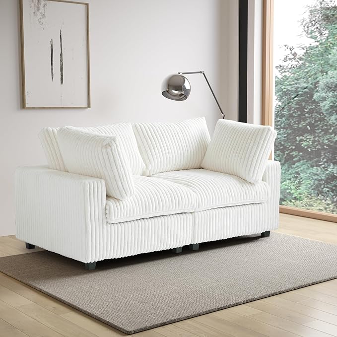 WJShome Cloud Modular Sectional Sofa,78" Plush Sofas for Living Room,Love Sofa Couch,2 Seater Comfy Couch Deep Seat Couches,Covers Washable&Replaceable (Beige)
