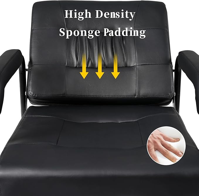 Salon Reclinng Shampoo Chair, Auto Reclining Shampoo Chair for Salon with Heavy Duty Metal Frame can Sit or Lie Down for Spa Beauty Equipment, Black