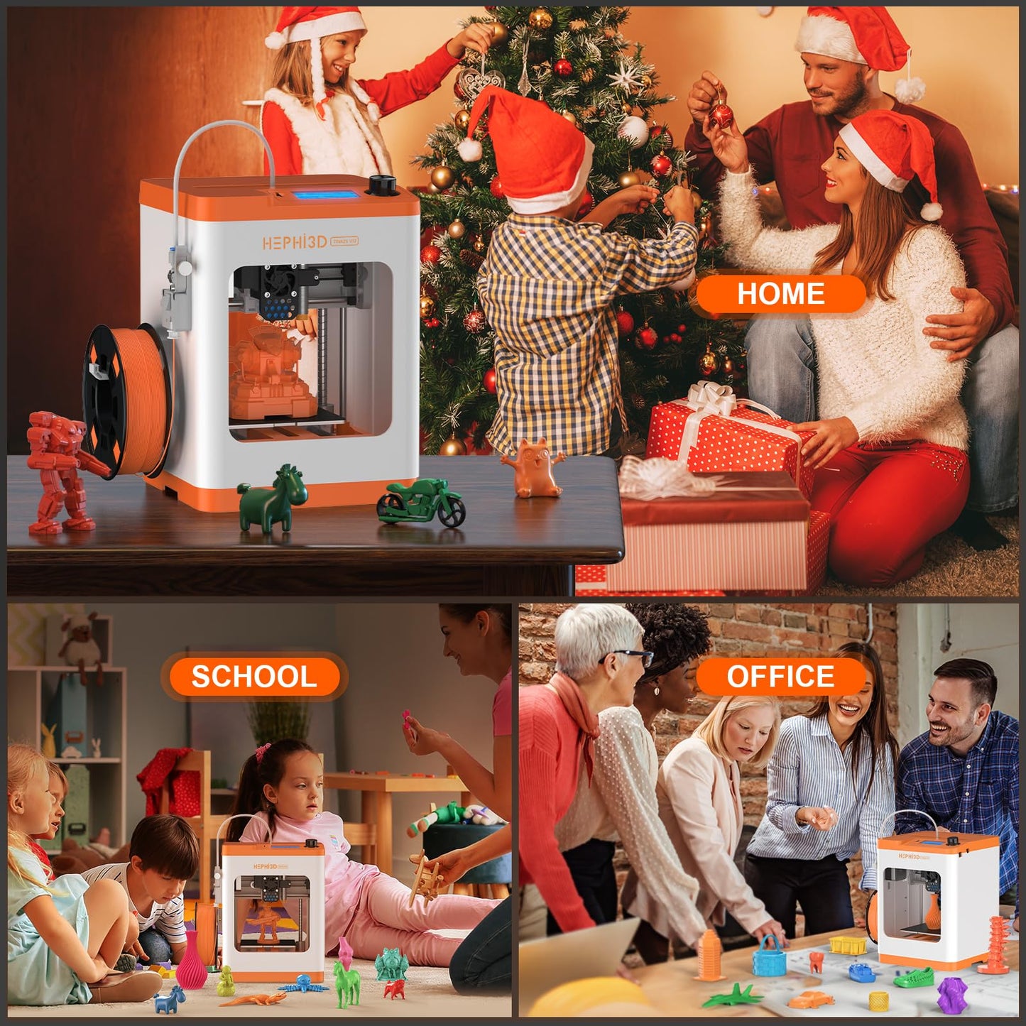 TINA2S 3D Printer, HEPHI3D 3D Printers for Beginners, WiFi Cloud Printing Mini 3D Printer Fully Assembly, Auto Leveling 3D Printers for Kids Silent Print, Open Source DIY 3D Printer for Home, School