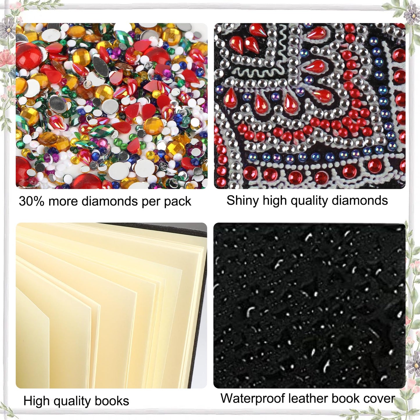 JISHSHAY Diamond Painting Notebook Journal Diamond Art Note Book Gem Art Sketchbook Gem Painting Diary Mosaic Kits for Adults Blank Notebook with Special Shaped 14.5×21cm/5.7×8.26in Butterfly Flower