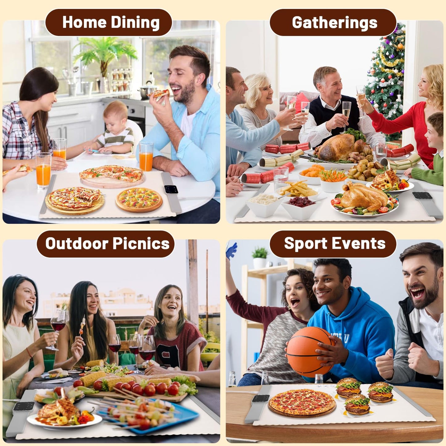 Warming Mat for Food, Food Warming Mat, White Elephant Gifts, Portable Electric Warming Tray for Food,with 5 Temperature Settings,Heating Mat for Food,Food Warmer for Buffet Party, Daily Use