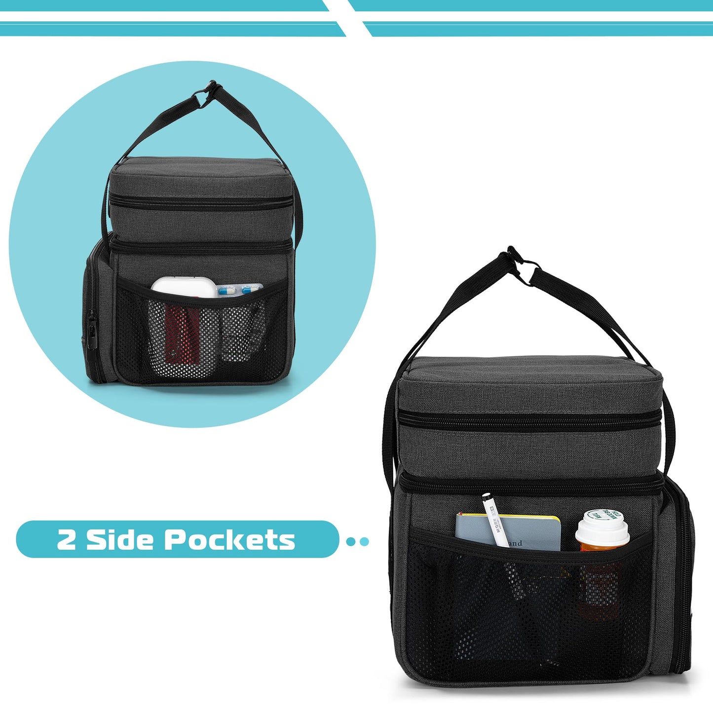 CURMIO CPAP Machine Travel Carrying Case Compatible with ResMed AirSense 11, AirSense 10, AirSense 10 elite, AirStart 10, Philips Dreamstation, 3B Medical Luna G3, and XT Fit, Black (Patented Design)