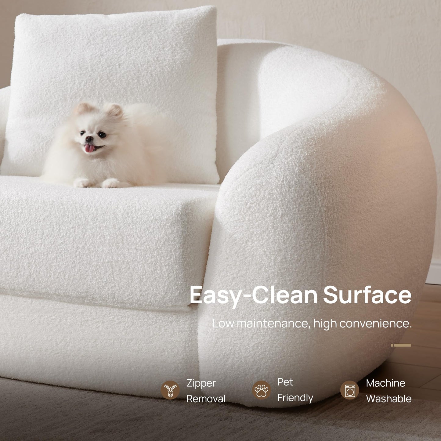 SICOTAS Sofa Couch Bed for Living Room Futon Cloud Boneless Sleeper Chair Pull Out Convertible Floor Couch in a Box with Deep Seet Single Sofa Foam Lounger No Assembly for Bedroom Apartment, White