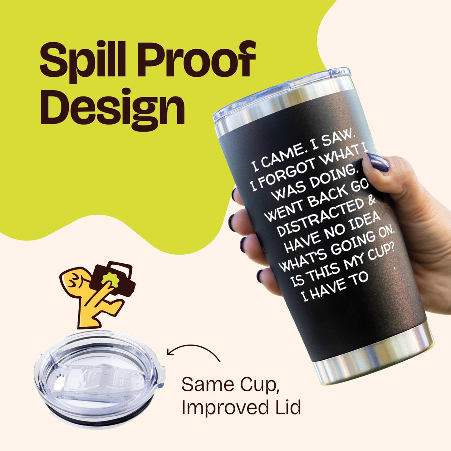 KLUBI Birthday Gifts for Women Men - I Came I Saw I Forgot Tumbler 20oz Black Gag Gifts Funny Adult Grandpa for Him Drinking Cups for Elderly Senior Citizen Tumbler I Came I Saw I Forgot Coffee Mug