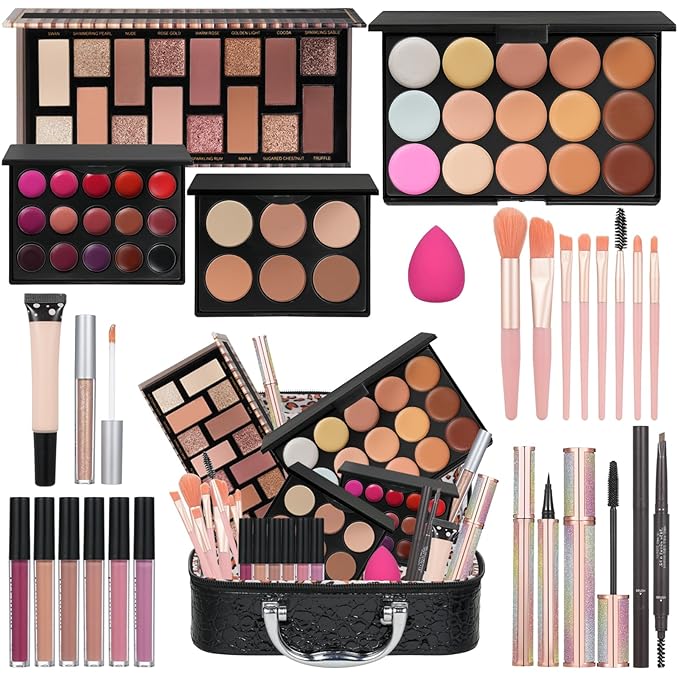 Makeup Kit For Girls Gift, Make up Kit For Women Full Kit Includes Sponge Eyeshadow Liquid Lipstick Concealer Eyeliner Eye...
