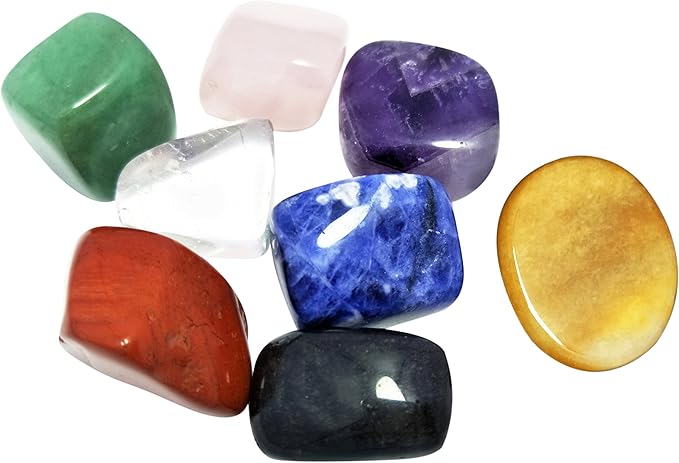Chakra Stones Healing Crystals Set of 8, for Crystal Healing Meditation, Reiki or As Worry Stones or Palm Stones Thumb Stones and Crystal Therapy