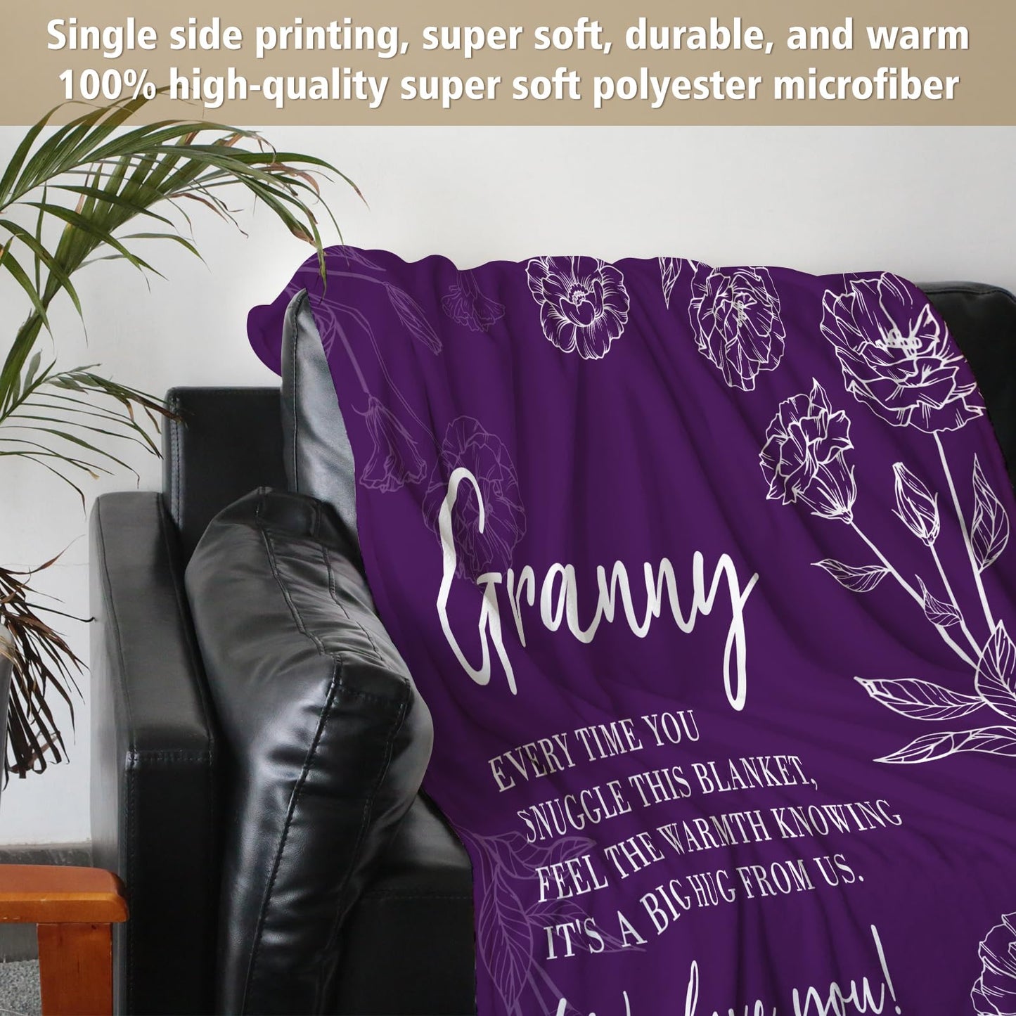 Granny Gifts, Gifts for Granny, Granny Birthday Gift from Grandkids, to My Granny Grandma Throw Blanket 50" x 60", Purple