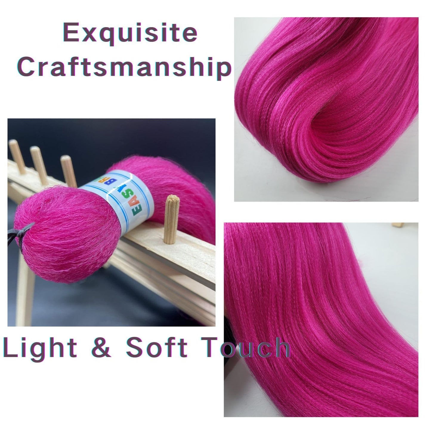 Magenta Pink Pre streched Braiding Hair Easy to Use Pre feathered Braiding Hair