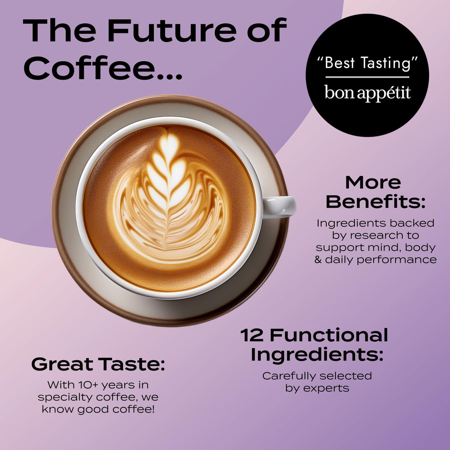 Atlas+ Latte Superblend– Premium Mushroom Coffee with Collagen, Probiotics, D3 & B12, Lion’s Mane, Reishi, Cordyceps, Coconut– for Energy, Focus, Immunity & Gut Health– 40 Servings (2 Bags)