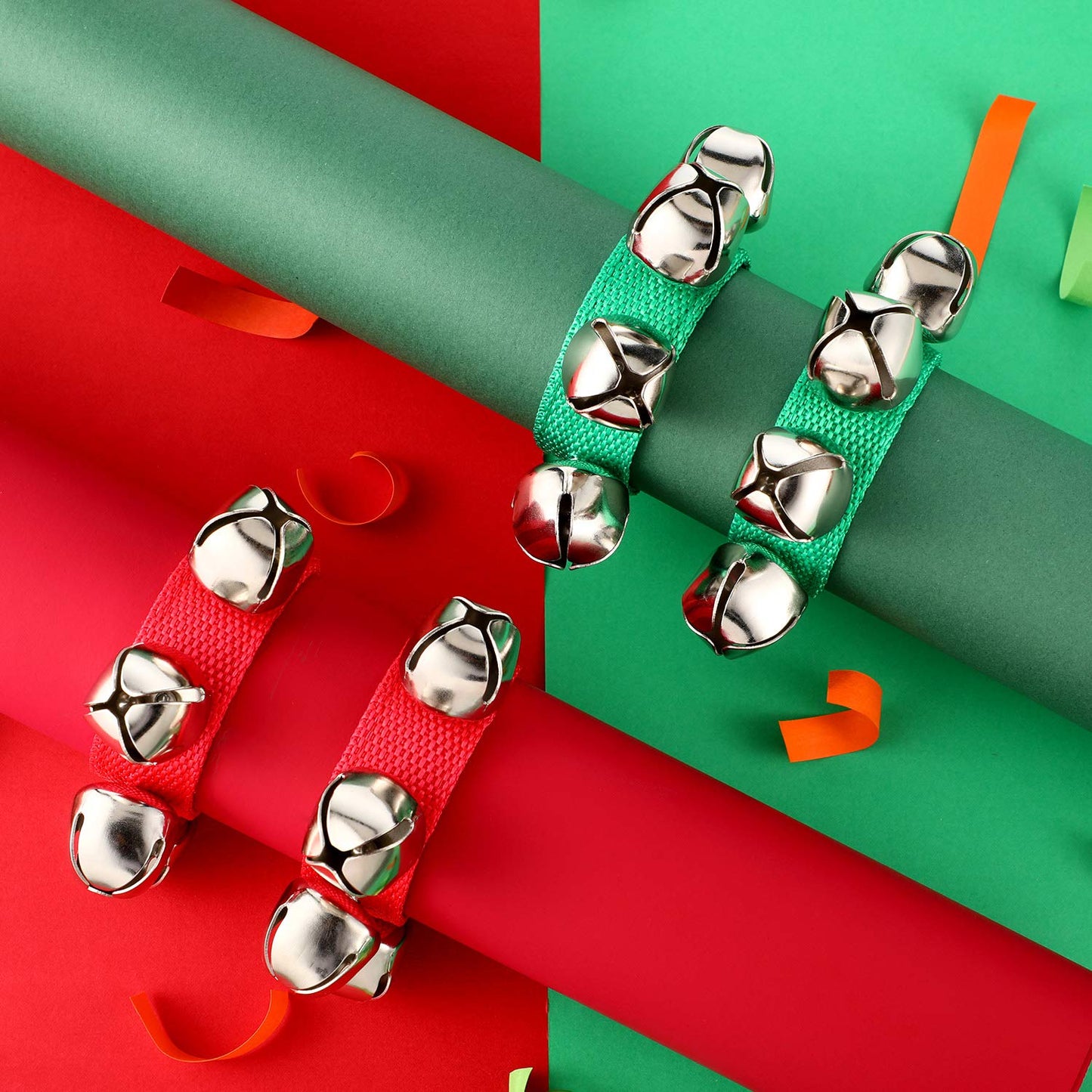 6 Pieces Christmas Band Wrist Bells Bracelets Musical Ankle Bells Instrument Percussion Rhythm For Christmas Party Favors Festiv