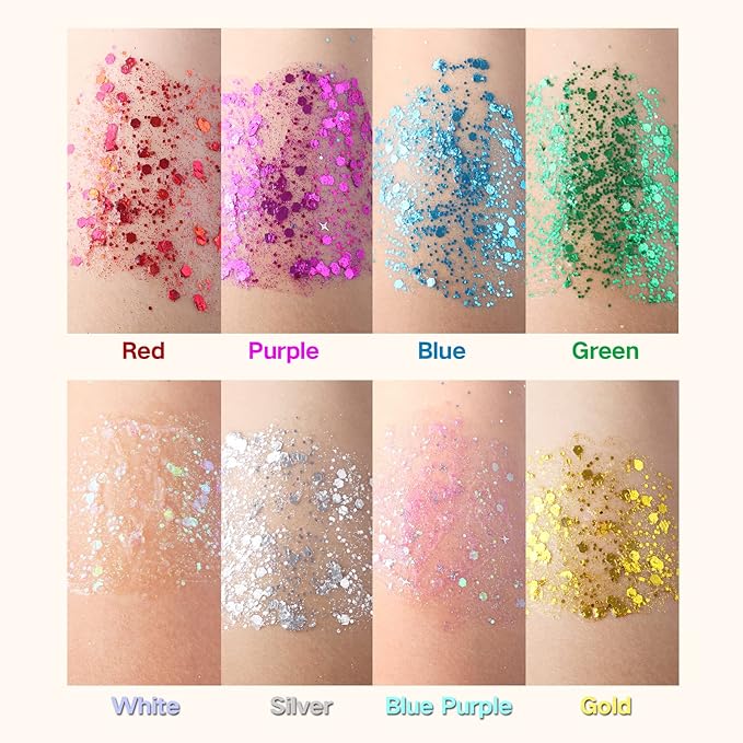 MEICOLY Gold Body Glitter,Yellow Face Glitter,Music Festival Accessories Outfits for Women,Hair Glitter for Kids,Sparkle Gold Chunky Body Glitter for Country Concert,Mardi Gras Accessories