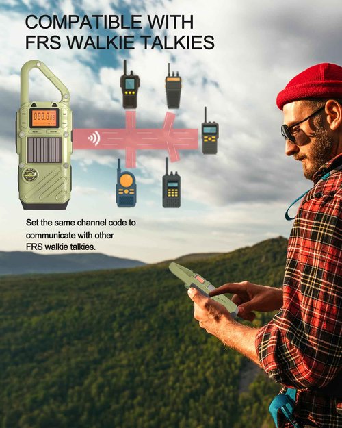 MDROKUN Emergency Weather Radio Walkie Talkies for Adults - NOAA/FM Weather Alert with Solar Hand Crank & USB Charging, 22-Channel Range 10 Miles Two-Way Radios, LED Flashlight & SOS Alarm （2-Pack）