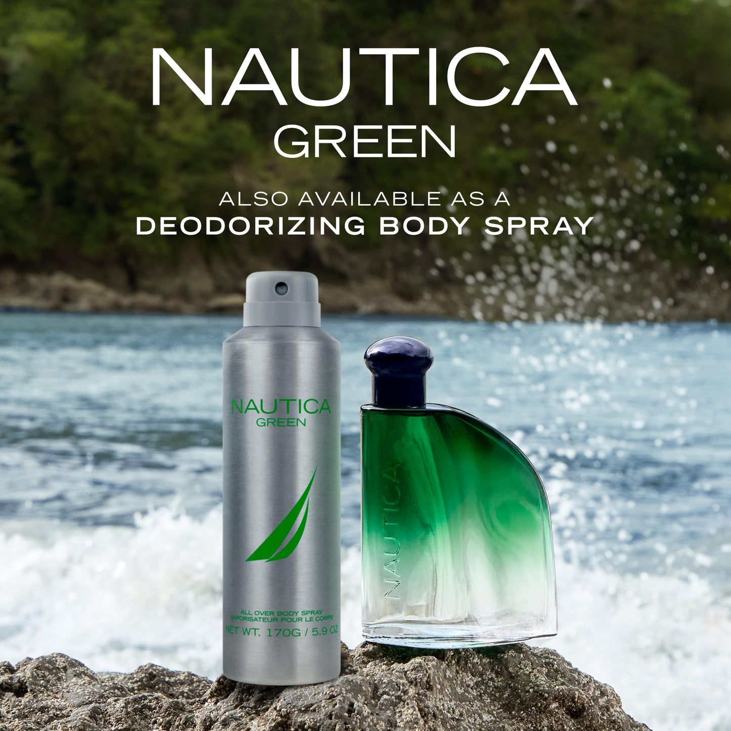 Nautica Color Green Giftset 1.7 fl oz EDT + 6 oz Deodorizing Body, Woody Fougere, Notes of Ginger, Geranium and Vetiver, Men's Duo Pack, Long Lasting, Everyday Fragrance