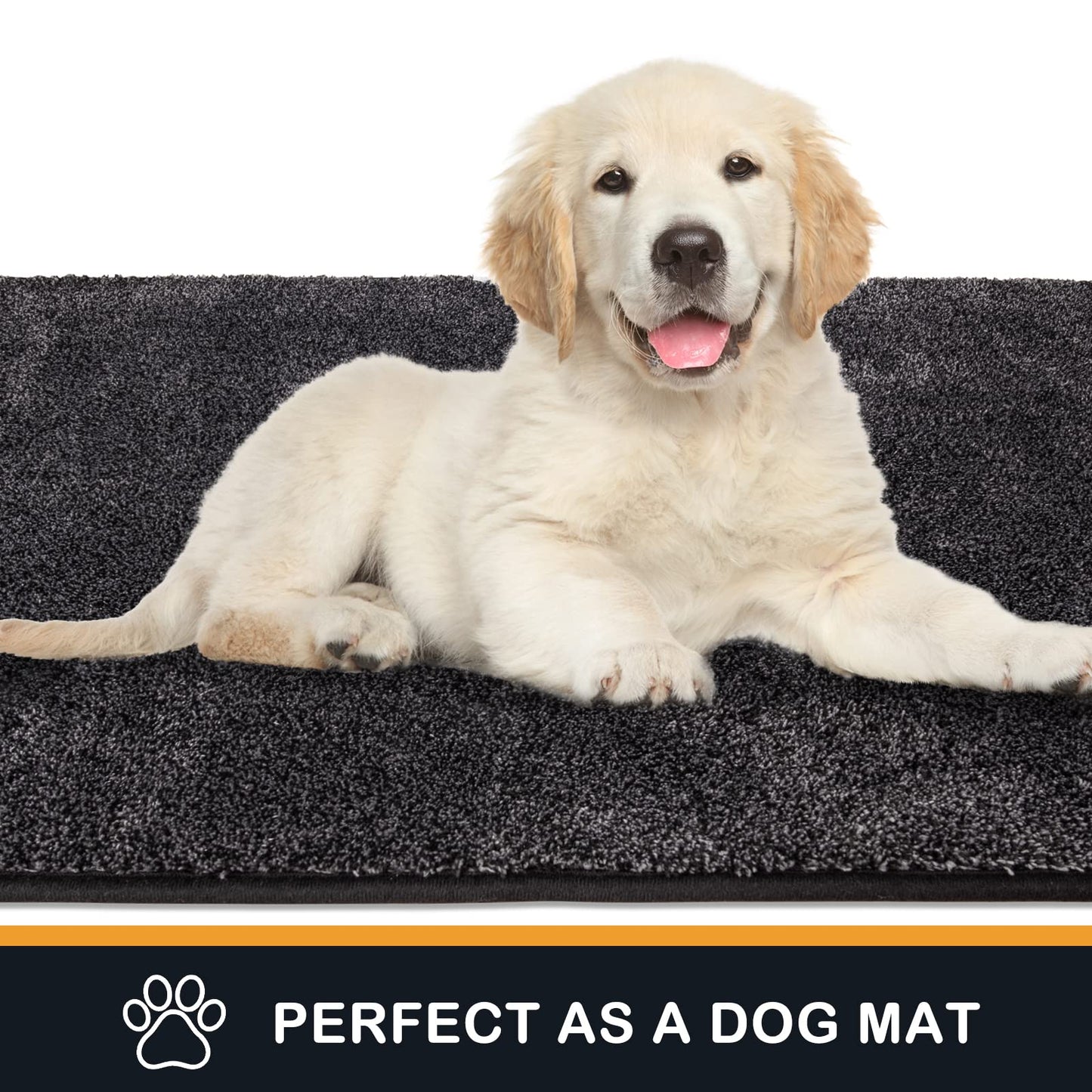 PURRUGS Dirt Trapper Door Mat 24" x 35.5", Non-Slip Machine Washable Entry Rug, Shoe Scraper, Dog Doormat, Super Absorbent Welcome Mat for Front & Back Door, Muddy Shoes & Paws, Charcoal