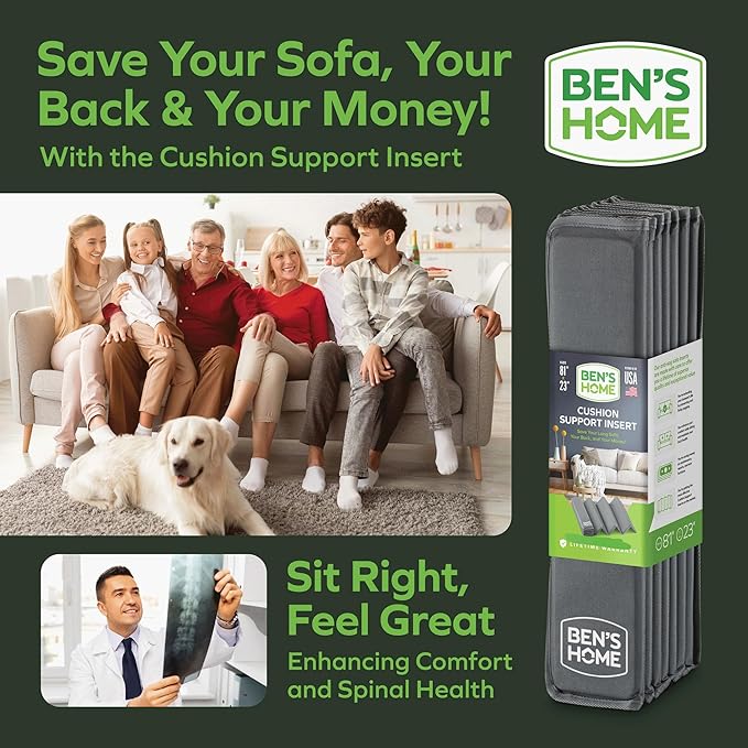 BEN'SHOME Heavy Duty Couch Cushion Support Board – Instantly Repair Sagging Long Sofa Seat | 23" x 68"-81" | .5" Furniture Grade Wood Under Cushions Insert, Anti-Slip, Extend Sofas & Couches Life