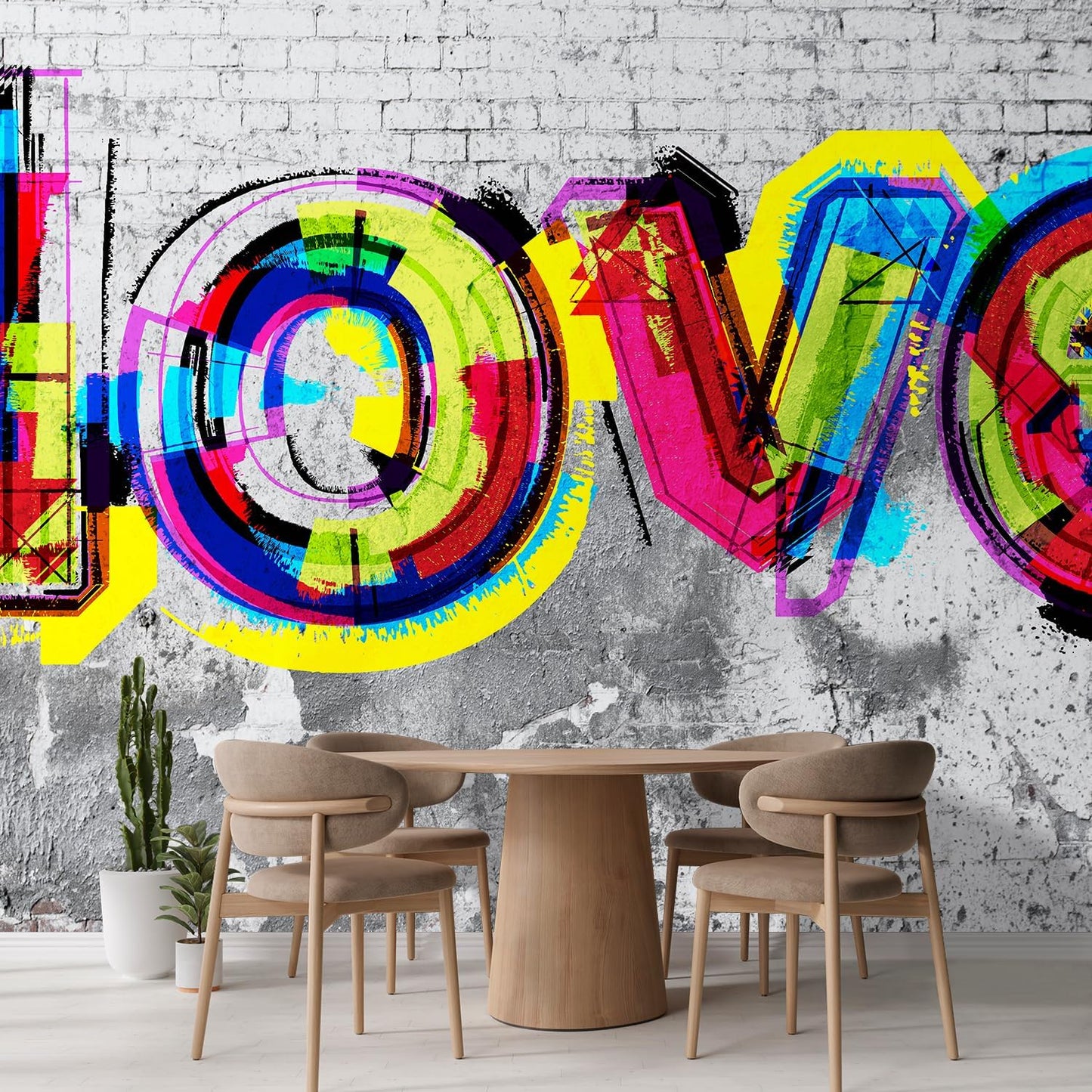 wall26 Wall Sticker/Wall Mural Colorful Graffiti, Not Peel and Stick, Non-Woven Wallpaper Decorative for Bedroom, Living Room, Office - 96x120 inches