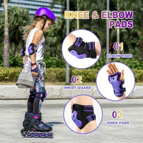 2PM SPORTS Purple M Inline Skates & Purple M Protective Gear Set