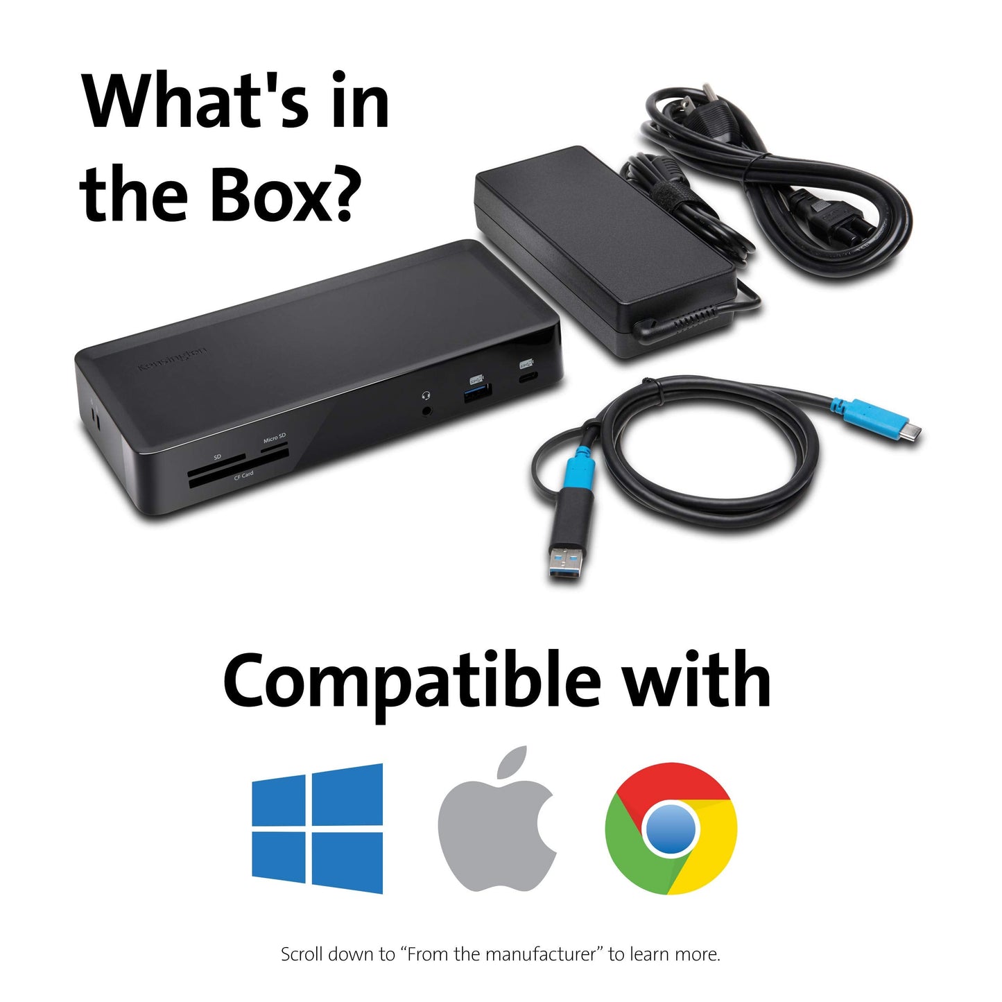Kensington Sd4900P Triple 4K Display Docking Station For Windows, Macbooks And Surface - 60W Pd; Usb-C, Thunderbolt 3/4 & Usb-A