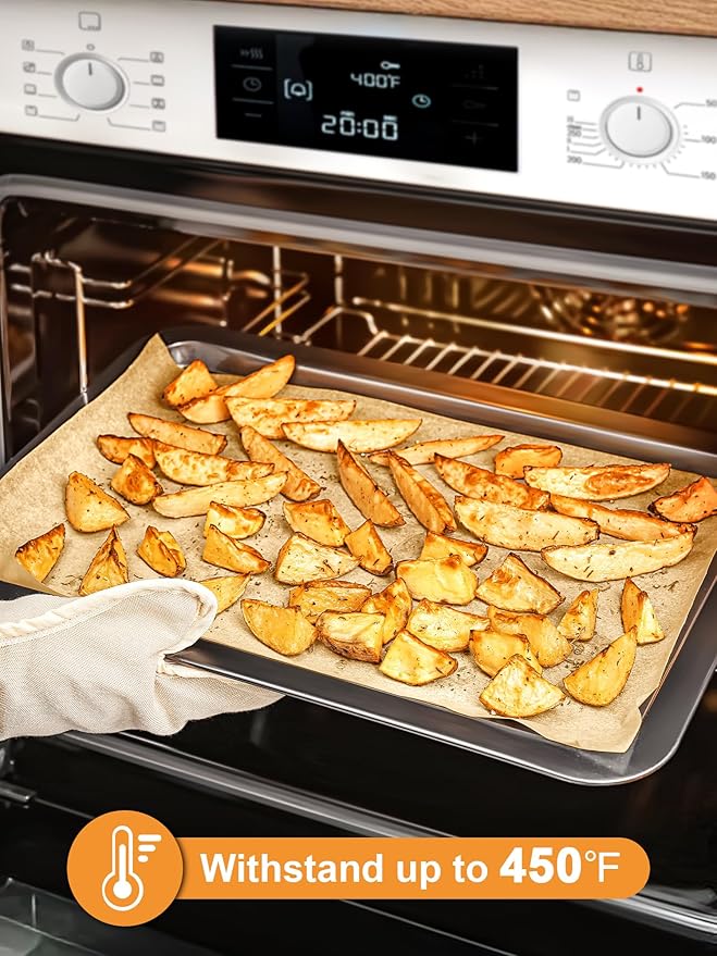 SMARTAKE 120Pcs Parchment Paper Sheets, 16x24 Inch Pre-Cut Parchment Paper for Baking, Non-Stick Baking Paper, Natural Wood Pulp, for Air Fryer Steaming Grilling Rack Oven (Unbleached)
