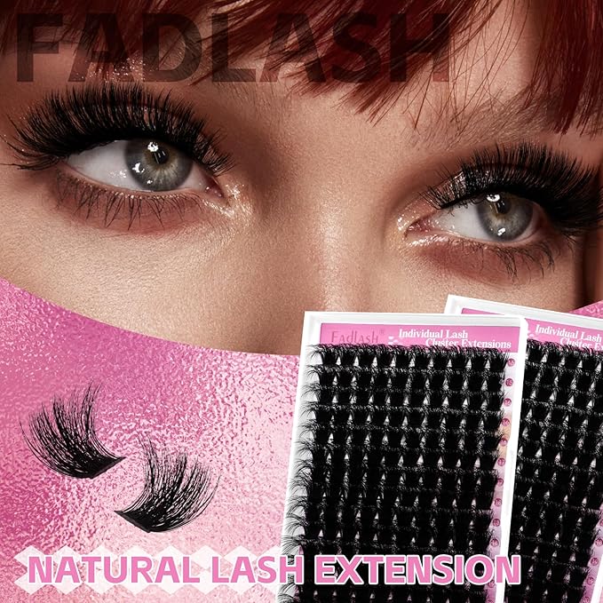 FADLASH Lash Clusters 200D Thick Eyelash Clusters D Curl Volume Cluster Eyelash Extensions 15-20mm Individual Lashes 3D Effect DIY Lash Extension Clusters (200D-0.07-D,15-20mm)