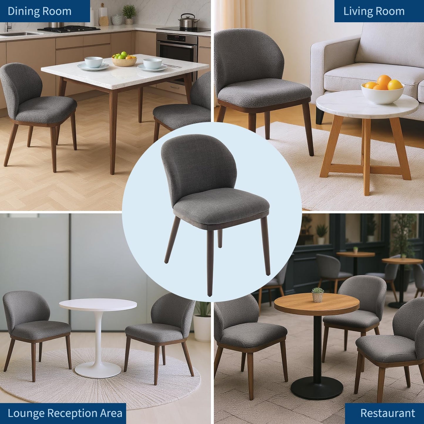 Attracoast Dining Chair Set of 6,Modern Upholstered Kitchen Chairs with Ergonomic Back Support,265lbs Capacity Dining Room Chairs with Wood Legs for Kitchen Dining Room Restaurant