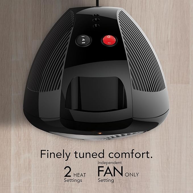 Vornado VH202 (2025) Personal Space Heater, Advanced Safety Features, 2 Heat Settings, Direct Heating, Fan Only Setting, Cool-Touch Exterior, Signature Vortex Heat Circulation, Gentle Heating, Black