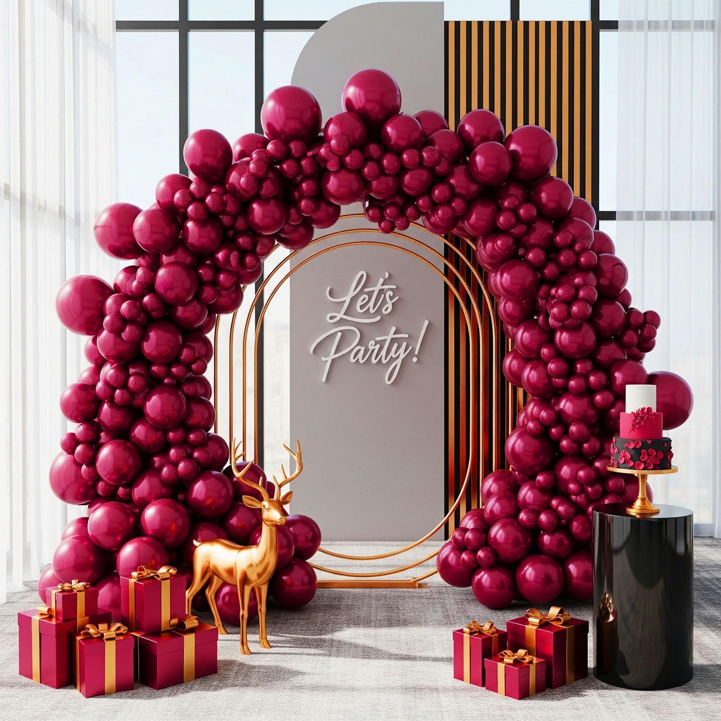 Kozee Burgundy Balloons different sizes 52 PACK Customized Double-Stuffed Metallic Maroon balloon 18+10+5 inch Garland arch kit For graduations class of 2025 decorations