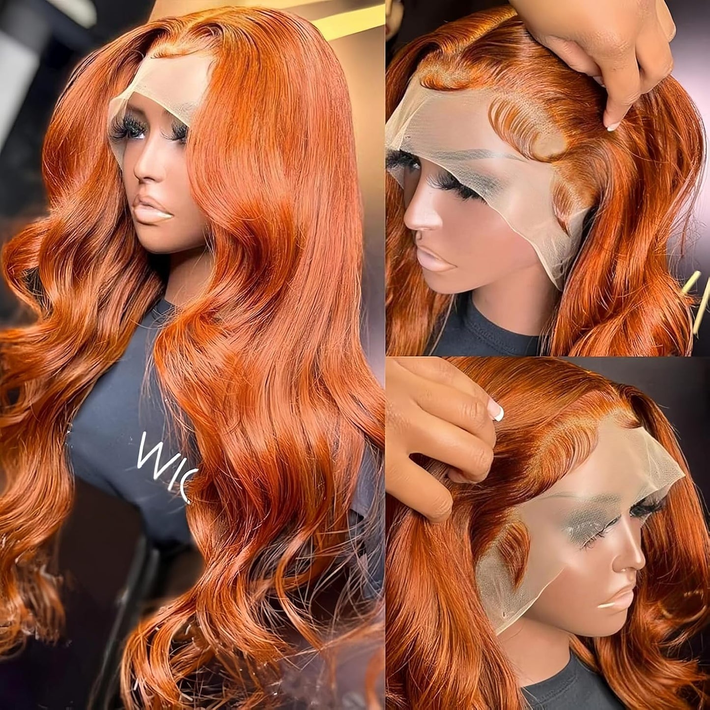 Suresen 350 Ginger Body Wave Lace Front Wigs Human Hair Pre Plucked 16 Inch 13x4 HD Lace Front Wigs Body Wave Colored Wigs Human