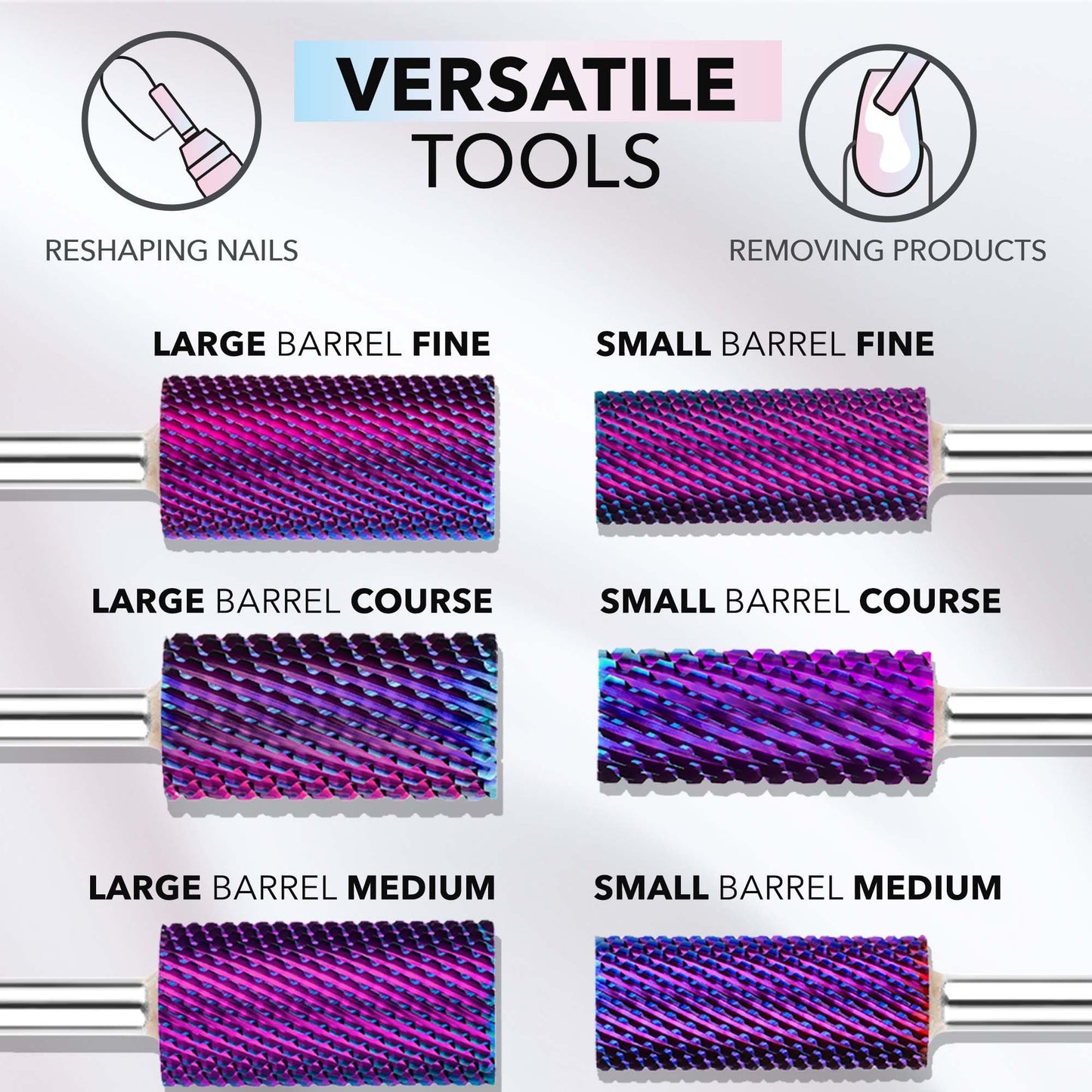 Kiara Sky Purple Drill Bits for E-File Nail Drill (5-in-1 Coarse)