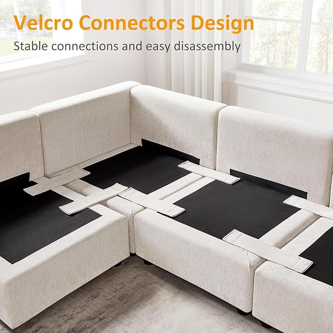 VANOMi Modular Sectional Sofa, Convertible Sofa Couch Modular Sofa with Ottoman, Sleeper Sofa Bed Sectional Sofas for Living Room Small Apartments