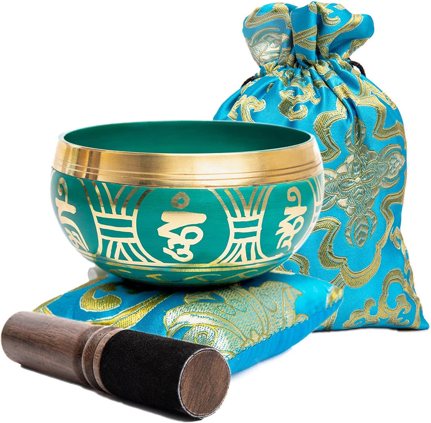 Tibetan Singing Bowl Set - Authentic Handcrafted Mindfulness Meditation Holistic Sound 7 Chakra Healing by Himalayan Bazaar (Tur
