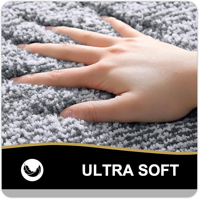 OLANLY Bathroom Rugs 47x24, Extra Soft and Absorbent Microfiber Bath Mat, Non-Slip, Machine Washable, Quick Dry Shaggy Bath Carpet, Suitable for Bathroom Floor, Tub, Shower (Runner, Dark Grey)