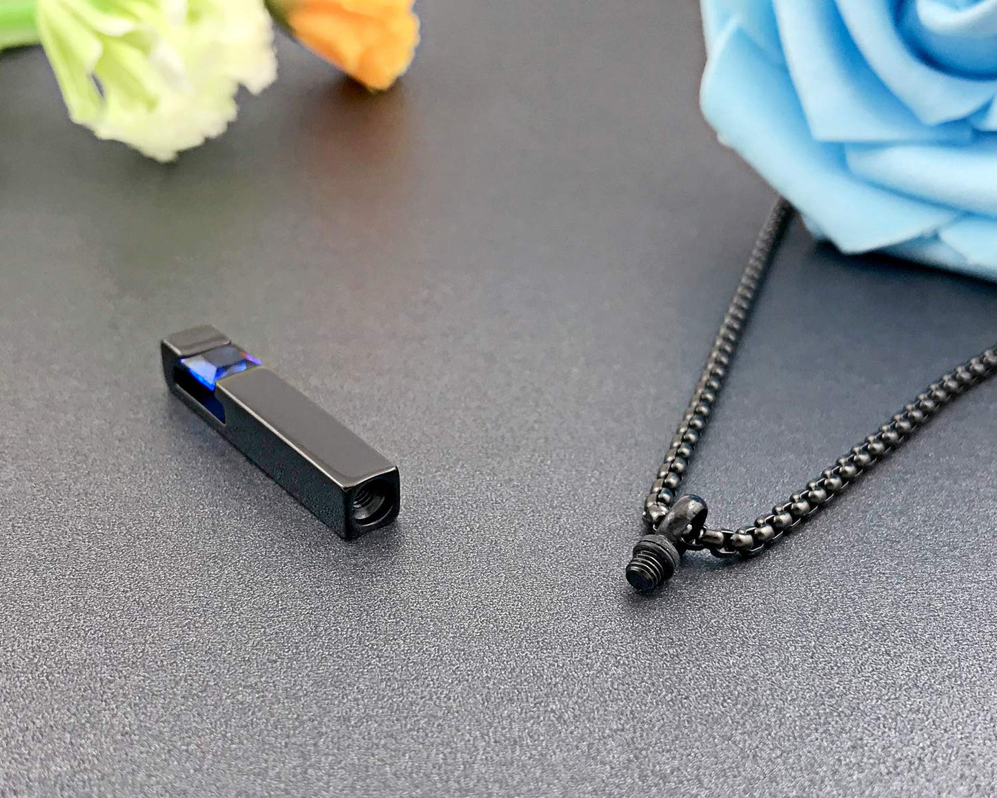 YOUFENG Urn Necklaces for Ashes Birthstone Cube Urns for Human Ashes Memorial Cremation Urn Locket Keepsake Ashes Jewelry (Septe