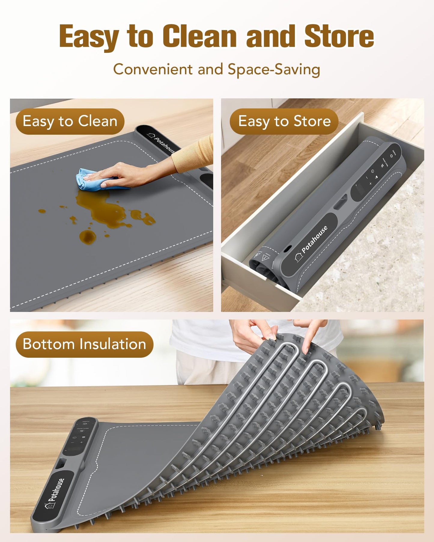 Potahouse® Food Warming Mat Extra Large 31"x15" 430W,Electric Warming Tray with 7 Temp 8 Timer Settings,Rollable & Portable Food Warmer for Parties,Buffet,Home and Travel Use