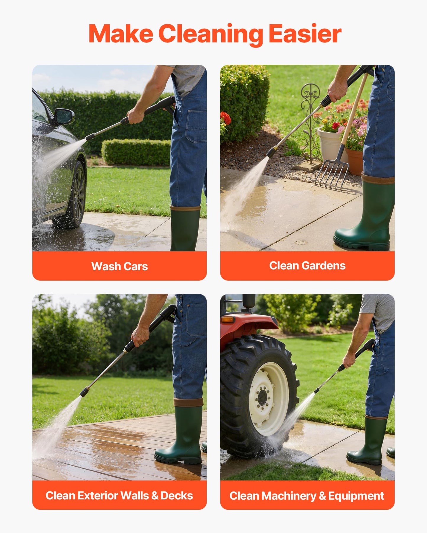 VEVOR Electric Pressure Washer Pump Kit, 1950 PSI, 3.2 GPM, Triplex Power Washer Pump with 5 HP Motor 240 V, Adjustable Water Pressure, for Washing Cars, Gardens, Exterior Walls, Machinery Equipment