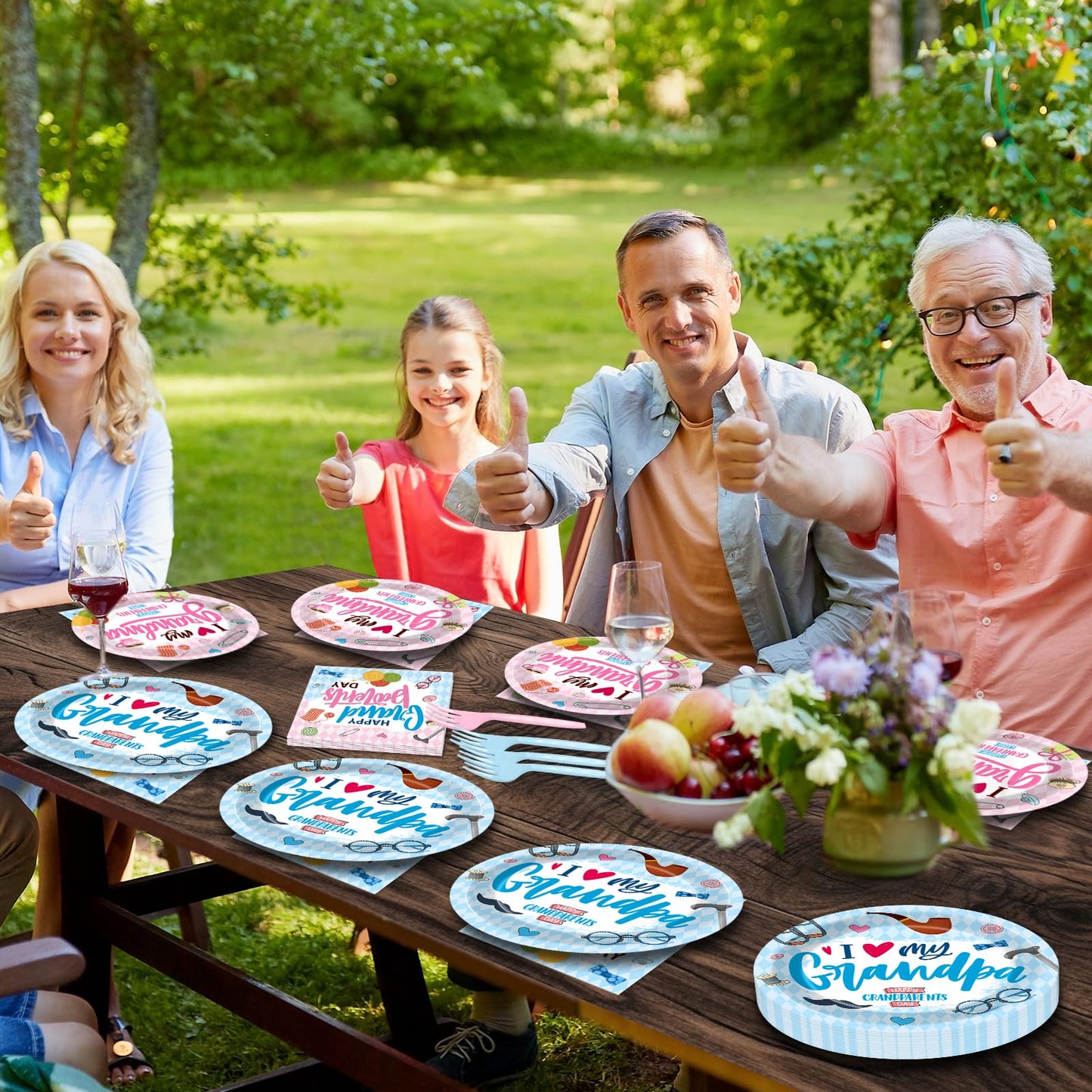 gisgfim 96Pcs Grandparents Day Party Supplies Happy Grandparents Day Birthday Paper Plates Napkin Grandma and Grandpa Tableware Dinnerware Decoration Favor for Grandma and Grandpa Party Home Serve 24