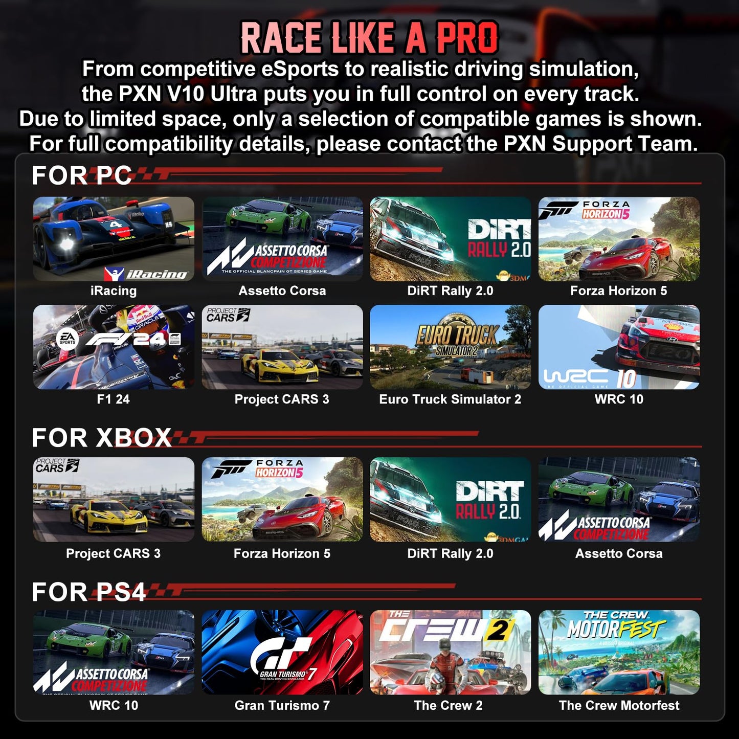 PXN V10 Ultra Direct Drive Racing Wheel, 3.2Nm Force Feedback, Hall Effect Metal Pedals, 4 Aluminum Paddle Shifters, Sim Racing Wheel for PC, PS4, Xbox Series X|S & Xbox One
