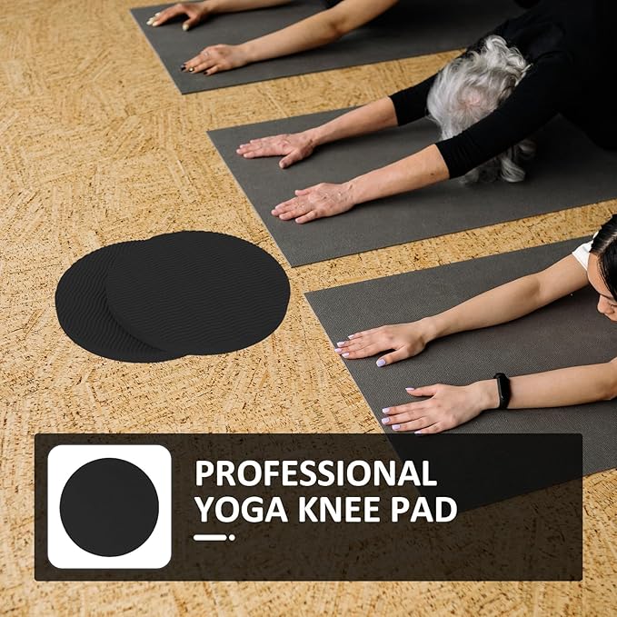 SHERCHPRY Yoga Knee Pads and Elbow Cushion, High-Elastic 15Mm Thick Non-Slip Yoga Kneeler Mat, Household Exercise Support Pads for Pilates and Fitness, Black Pair for Home Workout and Floor