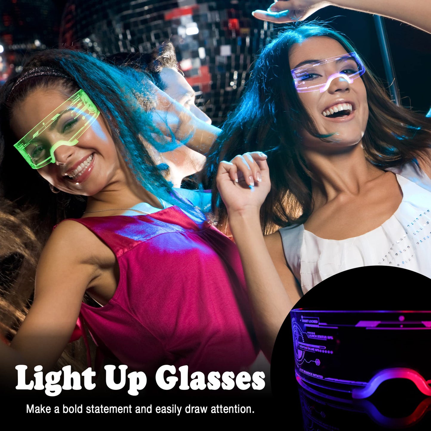 Oybete LED Light Up Glasses For Party LED Glasses For Adults Kids Futuristic Sunglasses Cosplay Costume Rave Accessories Glowing Neon Sunglasses,Gifts(Cool Glasses)