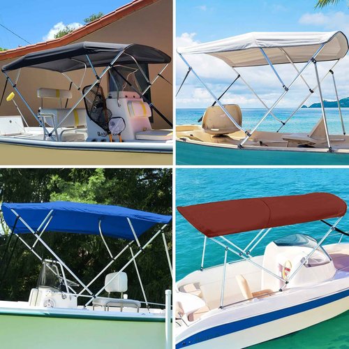 Fuprosico Bimini Top Replacement Canvas with Light Hole for Boat, 4 Bow 8L 73-78W Bimini Top Cover with Storage Boot, 900D Heavy Duty Waterproof Marine Polyester, Without Frame, Burgundy