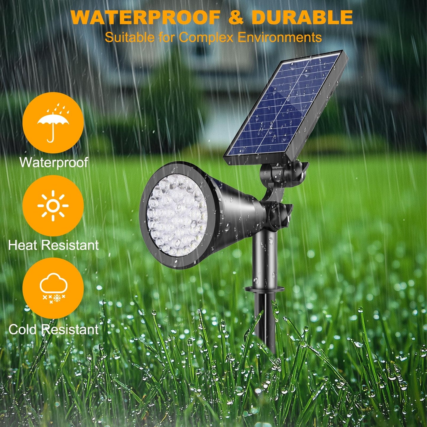 Solar Spotlight Outdoor Waterproof, 36 LED Outdoor Solar Lights with 2200mAh, 2-in-1 Wall or Ground Solar Flood Lights for Yard, Garden, Pathway, Auto On/Off Landscape Lighting- 4 Pack (Warm White)