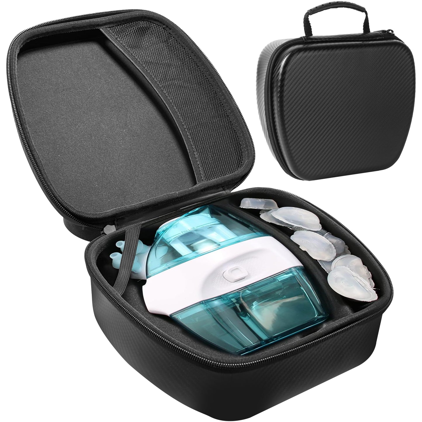 Calvana Travel Case Compatible with the Navage Nasal Irrigation System, Scratch-Resistant Organizer for Nose Cleaner & 12 SaltPods, Black, 9" x 7.75" x 4.25" (Nose Cleaner & SaltPods Not Included)