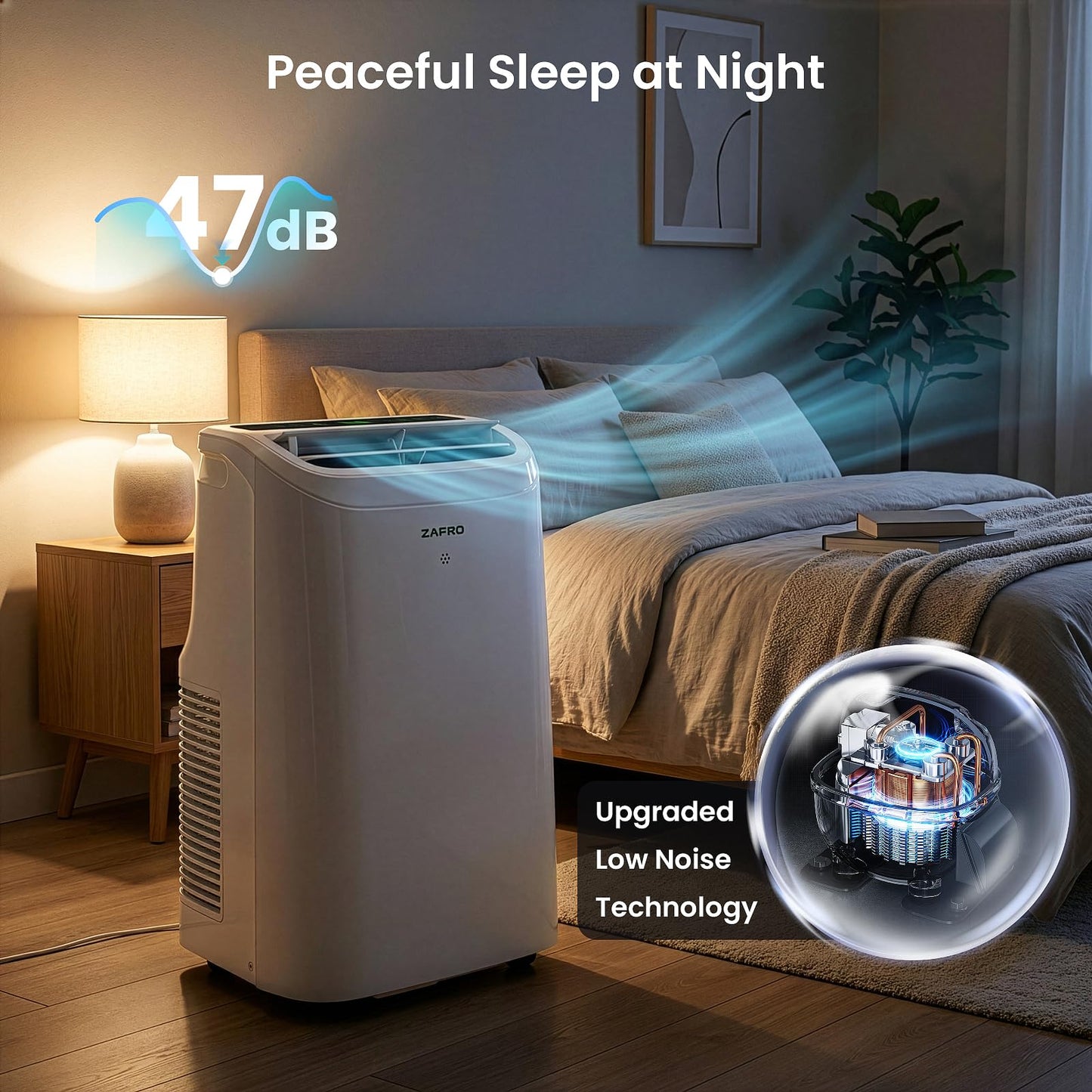 ZAFRO Portable Air Conditioners, 12000 BTU, 3 in 1 Portable AC with Drainage-free Cooling, Fan & Dehumidifier, Smart AC Unit with APP/Remote Control, 47dB Quiet, 24H Timer for Living Room, Bedroom