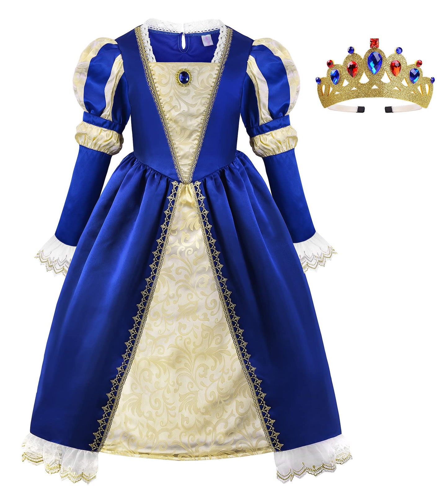 ReliBeauty Medieval Costume Girls Renaissance Princess Queen Costume for Girls Dress up 100
