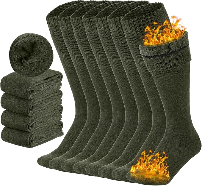 Twistover 8 Pairs Men's Wool Military Boot Socks Thermal Army Socks Hunter Boot Anklets Men Thick Wool Anklets for Cold We...